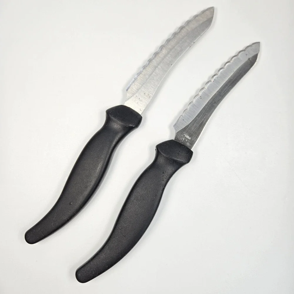 Miracle Blade III Perfection Series Steak Knives Set of 2 Stainless Black Handle